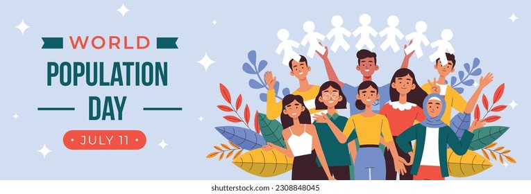 World Population Day. creative concept design. banner, poster. Vector illustration. July 11. 11th of July. World Population Day concept background. population growth. population increase. people.
