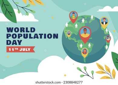 Día Mundial de la Población. diseño de concepto creativo. pancarta, afiche. Ilustración vectorial. 11 de julio. 11 de julio. Antecedentes del concepto del Día Mundial de la Población. crecimiento demográfico. aumento de la población. gente.