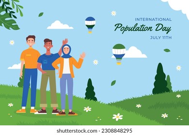 World Population Day. creative concept design. banner, poster. Vector illustration. July 11. 11th of July. World Population Day concept background. population growth. population increase. people.