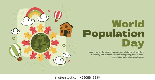 World Population Day. creative concept design. banner, poster. Vector illustration. July 11. 11th of July. World Population Day concept background. population growth. population increase. people.