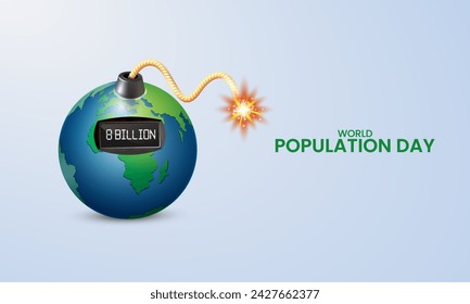 Día Mundial de la Población, Día de la Población concepto creativo de diseño para banner, cartel, ilustración 3D.
