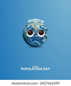 Día Mundial de la Población, Día de la Población concepto creativo de diseño para banner, cartel, ilustración 3D.