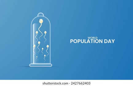 Día Mundial de la Población, Día de la Población concepto creativo de diseño para banner, cartel, ilustración 3D.