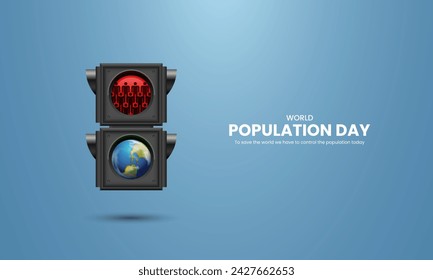 Día Mundial de la Población, Día de la Población concepto creativo de diseño para banner, cartel, ilustración 3D.