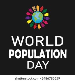 World Population Day, Population day creative concept with world map and population growth design for banner, poster or social media post. EPS editable file.