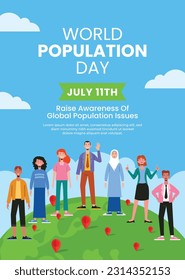 World Population Day. creative design. banner, poster. Vector illustration. July 11. 11th of July. World Population Day concept background. population growth. population increase concept. people