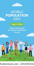 World Population Day. creative design. banner, poster. Vector illustration. July 11. 11th of July. World Population Day concept background. population growth. population increase concept. people