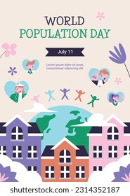 World Population Day. creative design. banner, poster. Vector illustration. July 11. 11th of July. World Population Day concept background. population growth. population increase concept. people