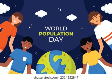 Día Mundial de la Población. diseño creativo. pancarta, afiche. Ilustración vectorial. 11 de julio. 11 de julio. Antecedentes del concepto del Día Mundial de la Población. crecimiento demográfico. concepto de aumento de la población. gente