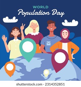 Día Mundial de la Población. diseño creativo. pancarta, afiche. Ilustración vectorial. 11 de julio. 11 de julio. Antecedentes del concepto del Día Mundial de la Población. crecimiento demográfico. concepto de aumento de la población. gente