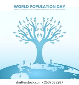 World Population Day design with a population tree illustration