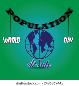 world population day, green background, vector illustration