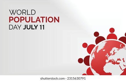 World Population day Greeting-11 july . Banner or poster design. Typography logo and  population day concept.