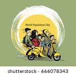 World Population Day, Hand Drawn Sketch Vector illustration.