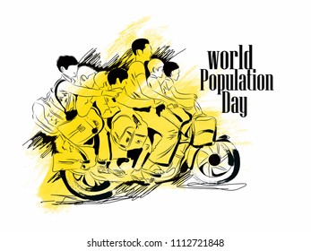 World population day, Hand Drawn Sketch Vector illustration.