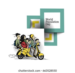 World Population Day, Hand Drawn Sketch Vector illustration.