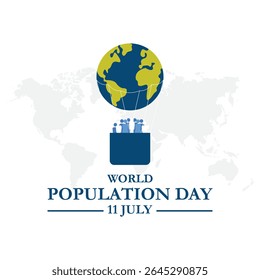 Dia Mundial da População, realizado em 11 de julho, Dia Mundial da População. 11 de julho. Ilustração vetorial, faixa, cartão de saudação ou cartaz do dia mundial da população. arquivo eps.