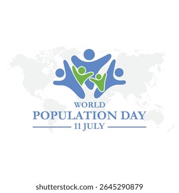 Dia Mundial da População, realizado em 11 de julho, Dia Mundial da População. 11 de julho. Ilustração vetorial, faixa, cartão de saudação ou cartaz do dia mundial da população. arquivo eps.