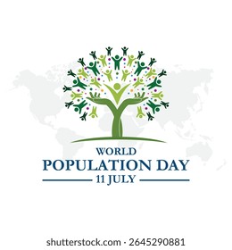 Dia Mundial da População, realizado em 11 de julho, Dia Mundial da População. 11 de julho. Ilustração vetorial, faixa, cartão de saudação ou cartaz do dia mundial da população. arquivo eps.