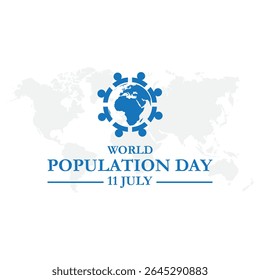 Dia Mundial da População, realizado em 11 de julho, Dia Mundial da População. 11 de julho. Ilustração vetorial, faixa, cartão de saudação ou cartaz do dia mundial da população. arquivo eps.
