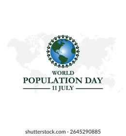 Dia Mundial da População, realizado em 11 de julho, Dia Mundial da População. 11 de julho. Ilustração vetorial, faixa, cartão de saudação ou cartaz do dia mundial da população. arquivo eps.