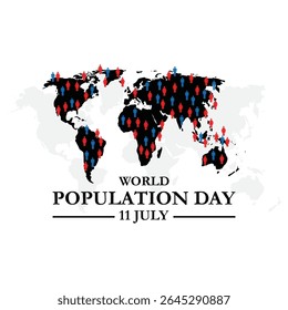 Dia Mundial da População, realizado em 11 de julho, Dia Mundial da População. 11 de julho. Ilustração vetorial, faixa, cartão de saudação ou cartaz do dia mundial da população. arquivo eps.