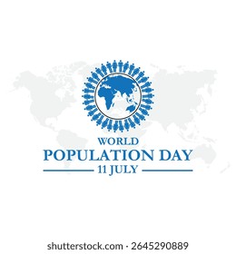 Dia Mundial da População, realizado em 11 de julho, Dia Mundial da População. 11 de julho. Ilustração vetorial, faixa, cartão de saudação ou cartaz do dia mundial da população. arquivo eps.
