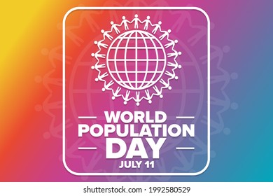 World Population Day. July 11. Holiday concept. Template for background, banner, card, poster with text inscription. Vector EPS10 illustration