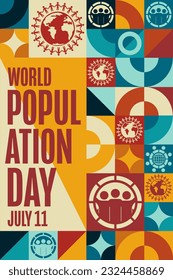 World Population Day. July 11. Holiday concept. Template for background, banner, card, poster with text inscription. Vector EPS10 illustration