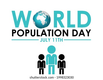 
world population day July 11th lettering over white background