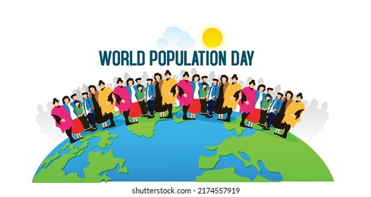 World Population Day on 11th July, banner or poster 