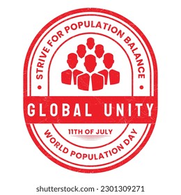 World Population Day On the 11th of July Badge, Banner, Poster, Emblem, Seal, Sticker, Stamp, Vintage, Retro, Logo Design, Greeting Card, Awareness, Vector Illustration