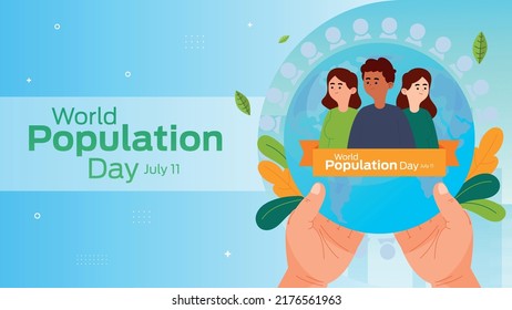 World Population Day on July 11 business brochure flyer banner design horizontal template vector, cover presentation abstract, modern publication poster and flag-banner, layout in rectangle size