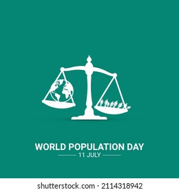 World population day ,people and world weight scale creative design concept for poster banner, vector illustration 07  