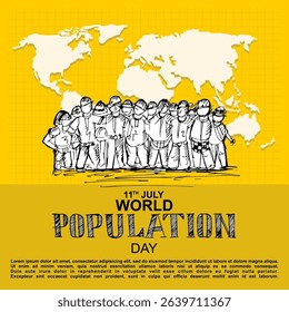 World Population day, poster and banner vector