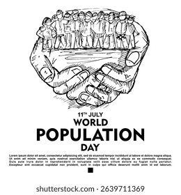 World Population day, poster and banner vector