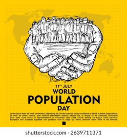World Population day, poster and banner vector