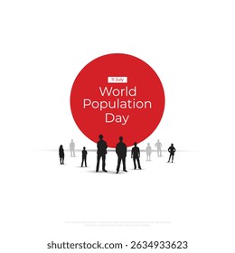 World Population Day Poster. July 11 Minimal World Population Day Design with Human Silhouettes.