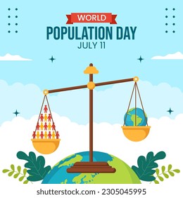 World Population Day Social Media Background Illustration Cartoon Hand Drawn Templates
