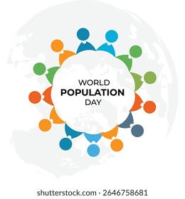 World Population Day: Symbolizing global unity and demographic awareness, a stylized illustration for World Population Day showcases a diverse assembly of figures intertwined.
