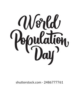 World Population Day text banner lettering black. Hand drawn vector art.
White Background , PNG
