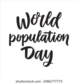 World Population Day text banner lettering black. Hand drawn vector art.
White Background , PNG
