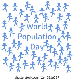 ilustração vetorial de texto do dia da população mundial com pessoas da multidão