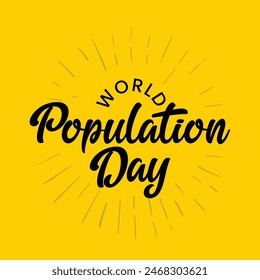 World Population Day typography vector template design. Population day poster, banner, greeting card. yellow background. 