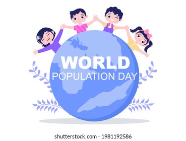 World Population Day Vector Illustration Commemorated Every 11th July To Raise Awareness Of Global Populations Problems. Landing Page Template