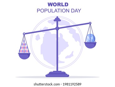 World Population Day Vector Illustration Commemorated Every 11th July To Raise Awareness Of Global Populations Problems. Landing Page Template