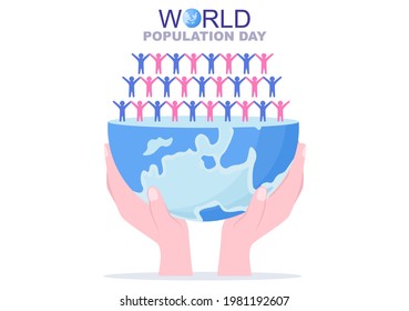 Weltbevölkerungstag Vektorgrafik Gedenkfeier jeden 11. Juli, um das Bewusstsein für globale Bevölkerungsprobleme zu schärfen. Vorlage für Landing Page