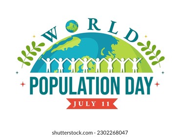 World Population Day Vector Illustration on 11th July To Raise Awareness Of Global Populations Problems in Flat Cartoon Hand Drawn Templates