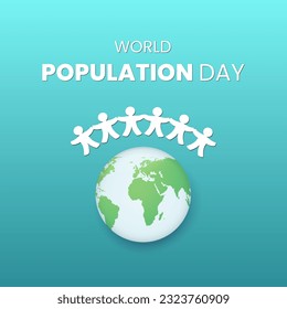 World population day vector illustration. Banner or poster with paper cut style.