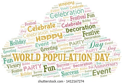 World Population Day Word Cloud. Wordcloud Made With Text.